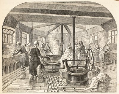 Wash-house at the Brixton Prison, illustration from The Criminal Prisons of London and Scenes from Prison Life by Henry Mayhew and John Binny, pub. 1862 by English School