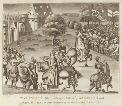 Wat Tyler for His Insolence is Killed by Walworth and King Richard Puts Himself at the Head of the Rebels by English School