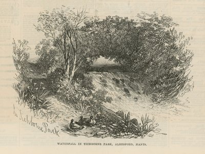 Waterfall in Tichborne Park by English School