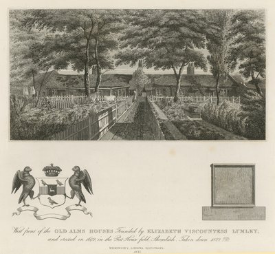West Front of the Old Alms Houses Founded by Elizabeth Viscountess Lumley by English School