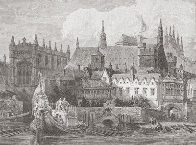 Westminster Hall Seen from the Thames During the Reign of Charles I by English School