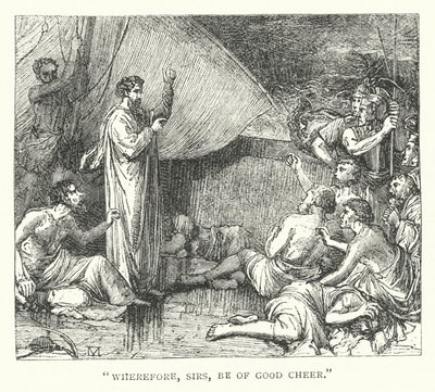 "Wherefore, sirs, be of good cheer" (engraving) by English School