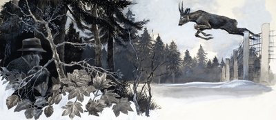 Wild Deer Leaping to Safety by English School