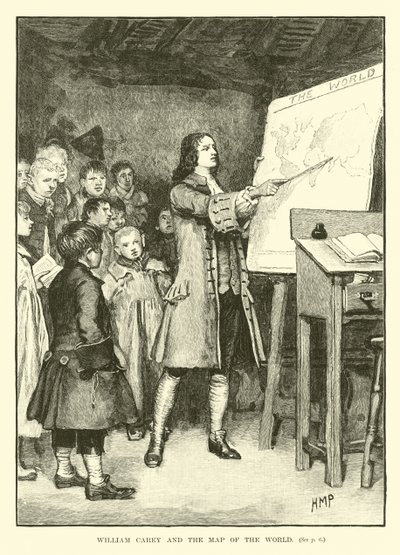William Carey and the Map of the World by English School