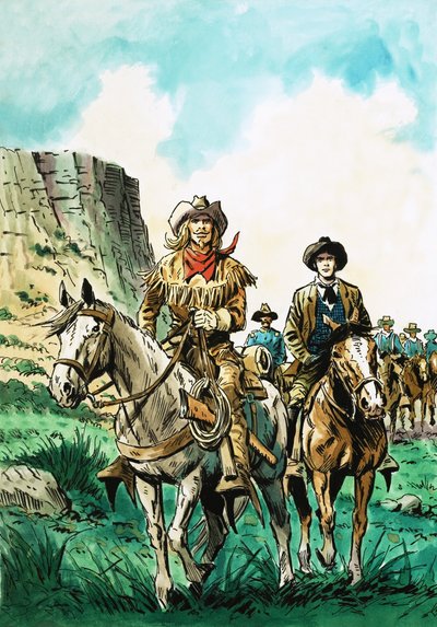 William Cody leads a column of American cavalrymen by English School