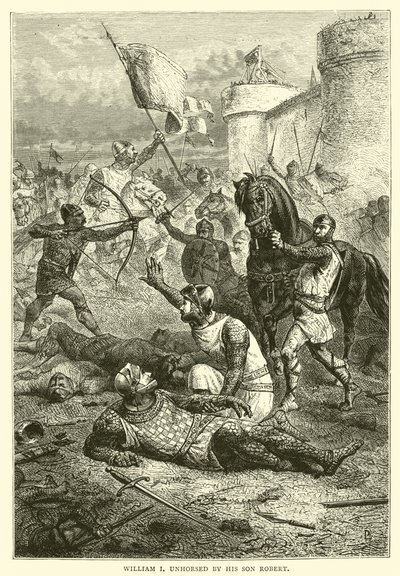 William I unhorsed by his son Robert by English School