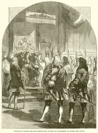 William of Orange and His Consort Mary Invited by Parliament to Accept the Crown by English School