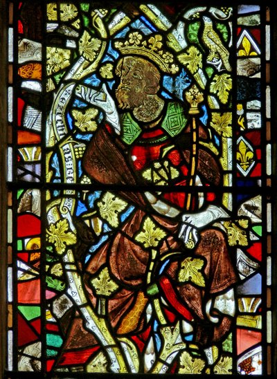 Window depicting Hezekiah on the Tree of Jesse by English School