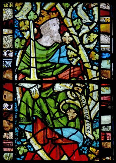 Window depicting Rehoboam on the Tree of Jesse by English School