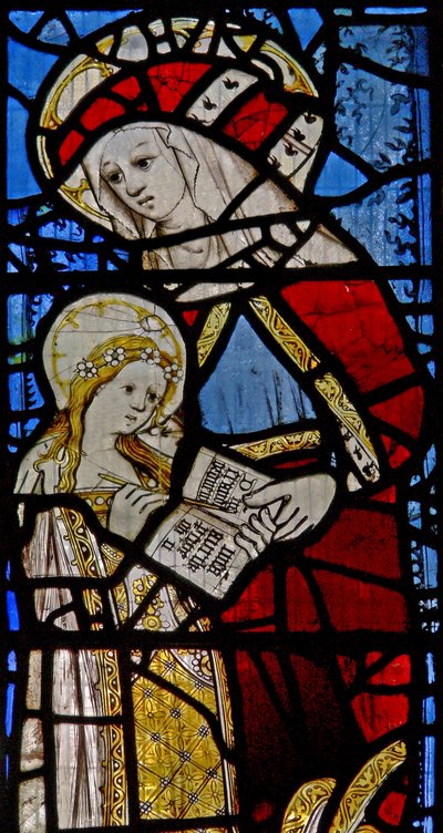 Window Ew depicting St Anne and the Virgin Mary by English School