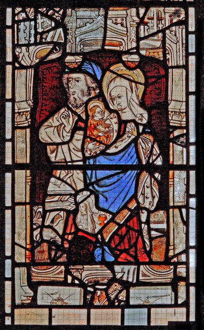 Window Ew depicting St Mary Salome, Zebedee with the Infant St John by English School