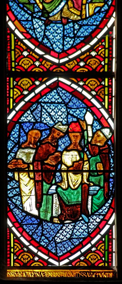 Window depicting a scene of the Mass by English School