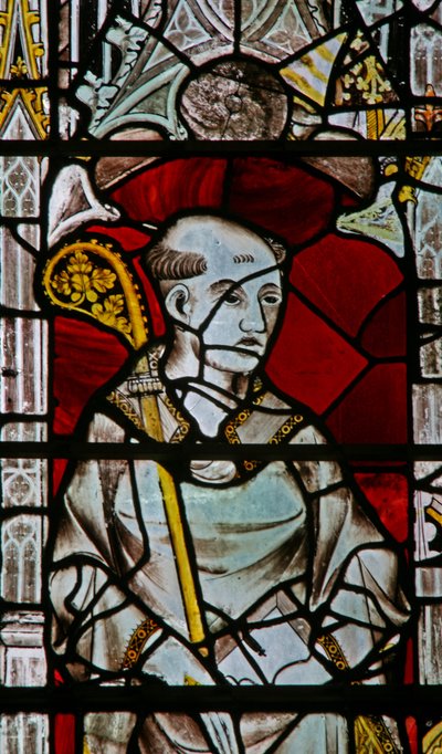 Window depicting an abbot (detail) by English School