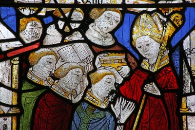 Window depicting the Seven Sacraments: Holy Orders by English School