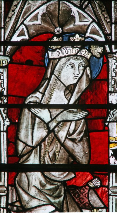 Window depicting the Virgin Mary from a Coronation of the Virgin scene by English School