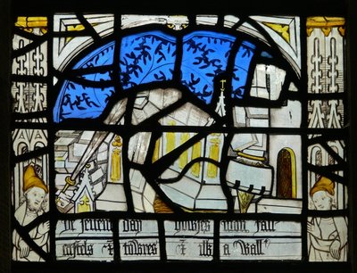 Window N3 depicting the Last Fifteen Days of the World (the Pryke of Conscience window): Earthquakes by English School