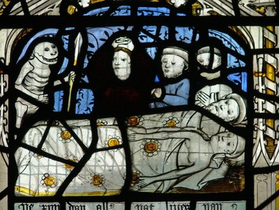 Window N3 depicting the Last Fifteen Days of the World (the Pryke of Conscience window): Death visits everyone by English School