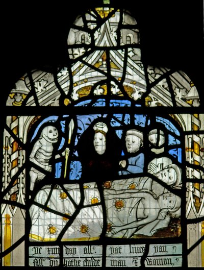 Window N3 depicting the Last Fifteen Days of the World (the Pryke of Conscience window): Death visits everyone by English School