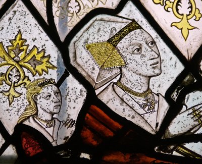 Window depicting Margaret Fawkener, wife of Robert Fitz Ellis (detail) by English School
