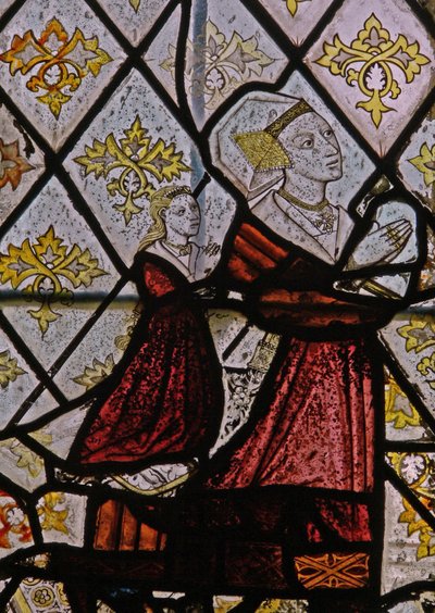 Window depicting Margaret Fawkener, wife of Robert Fitz Ellis and daughter by English School