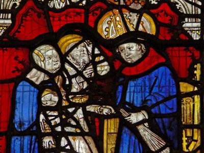 Window depicting St Martin goes to school by English School