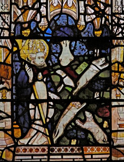 Window depicting St Martin rescues a hare by English School