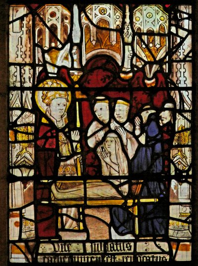 Window depicting St Martin revives a deceased person by English School
