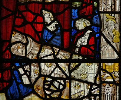 Window depicting the birth of St Martin by English School