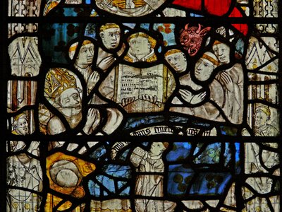 Window depicting the death of St Martin by English School