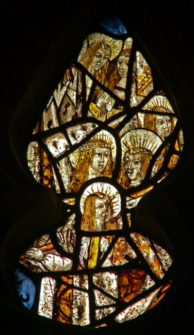 Window depicting St Ursula and some of the 11,000 virgin martyrs by English School