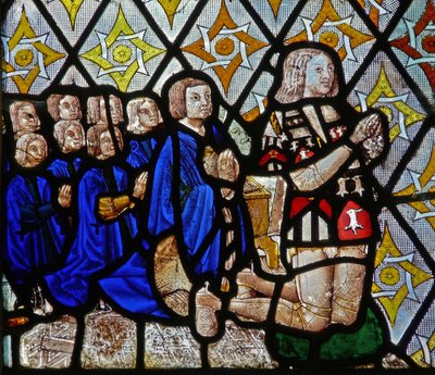 Window depicting Walter Curson and his eight sons by English School