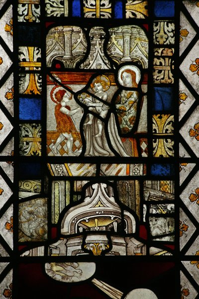 Window depicting a reset childhood scene of St John the Baptist by English School