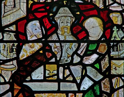 Window Ww depicting a Resurrection Scene: the Supper at Emmaus by English School