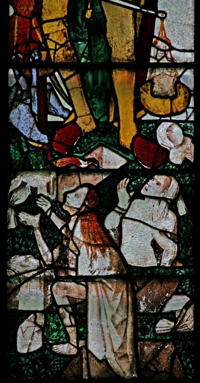 Window Ww depicting details of resurrecting souls at the Last Judgement by English School