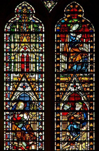 Window Ww depicting the Nativity; also the Virgin at the Coronation of the Virgin by English School