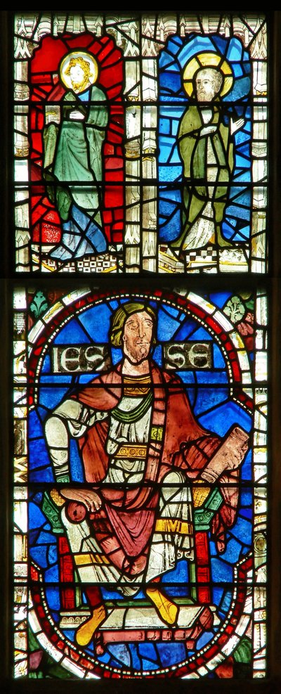 Window depicting Jesse and two saints by English School