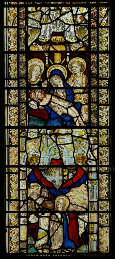 Window depicting Pieta and the Pentecost by English School