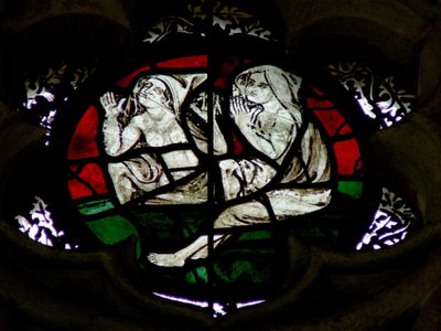 Window depicting Souls rising at the Last Judgement by English School