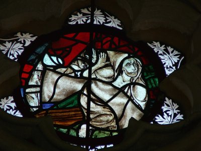 Window depicting a Soul rising at the Last Judgement by English School