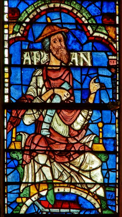 Window depicting a genealogical figure: Aram by English School