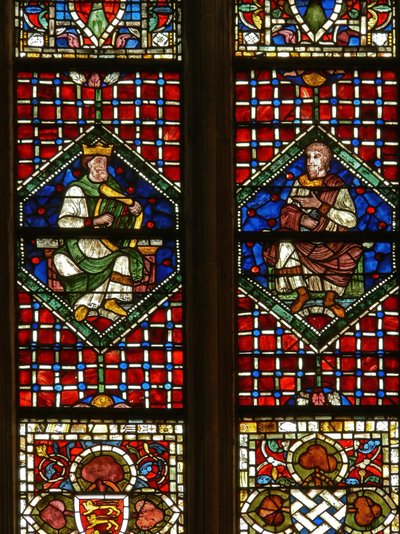 Window depicting a genealogical figure: David and Nathan by English School