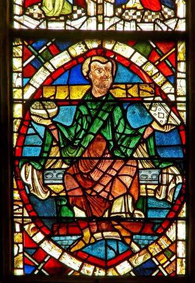 Window depicting a genealogical figure: Jeconais by English School