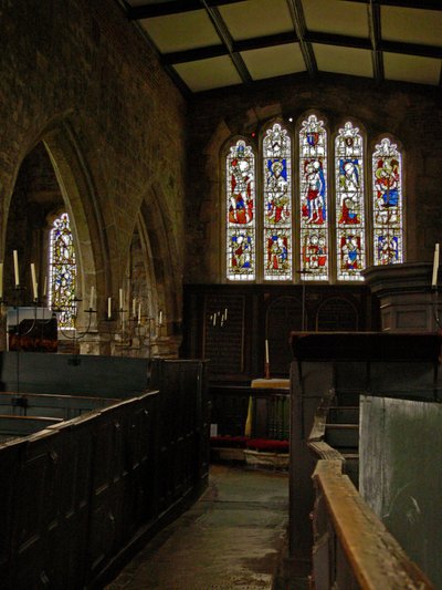 Window depicting a view of the east end of the choir by English School