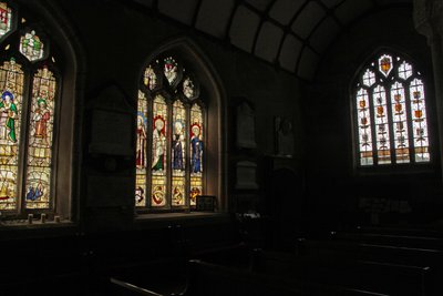 Window depicting a view of the west end of the south aisle by English School