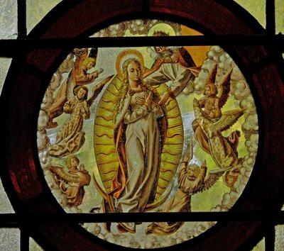 Window depicting the Assumption of the Virgin Mary by English School