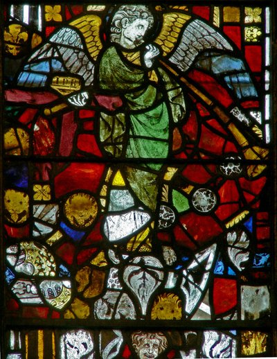 Window depicting an angel of the Last Judgement by English School
