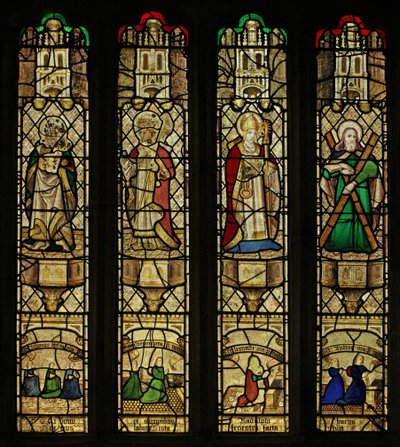 Window 2 depicting St John, St Gregory, St Leonard and St Andrew by English School