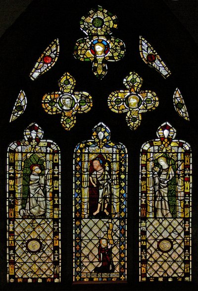 Window depicting St Thomas, Christ, St John and donor by English School