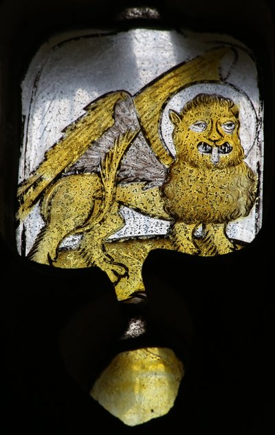 Window depicting an Evangelical symbol: the lion of St Mark by English School