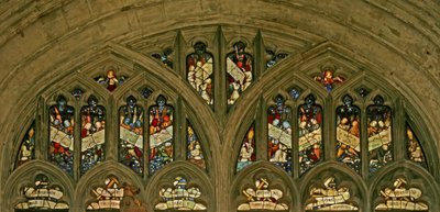 Window depicting the angelic choir with musical score by English School